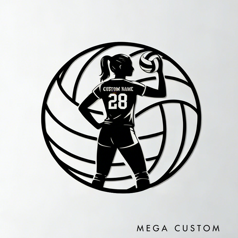 Personalized Volleyball Wall Art with Custom Name and Number Design