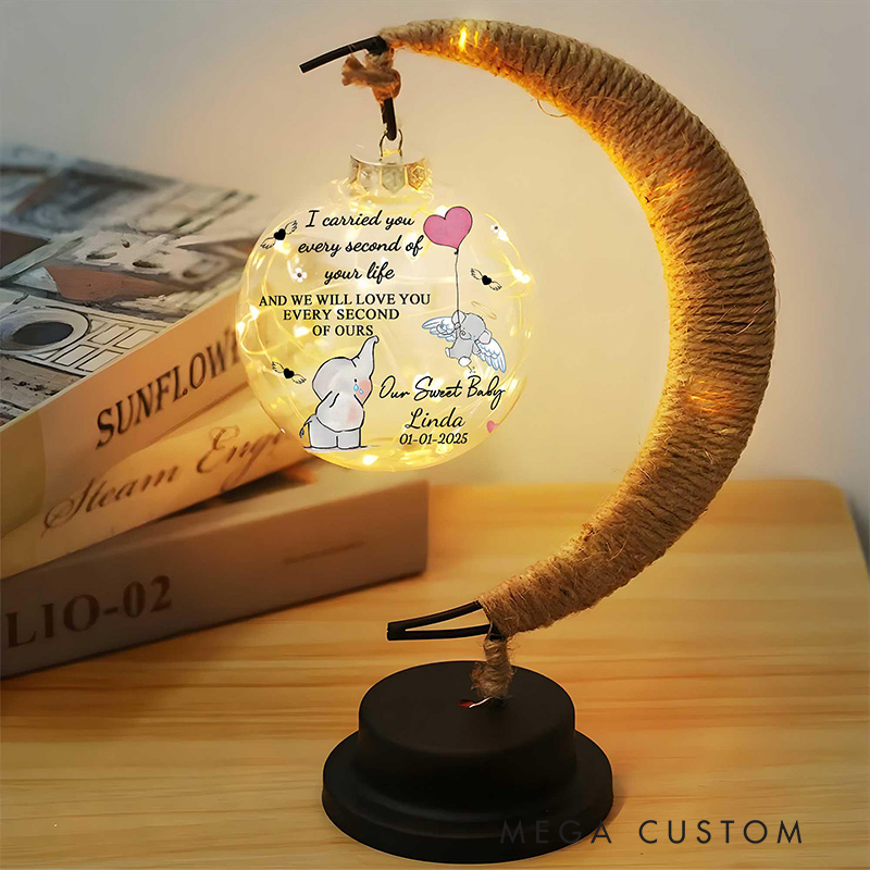Personalized Baby Memorial Moon LED Lamp Loss Of Infant Child Moon Lamp Angel Baby Memorial Keepsake Miscarriage Gift, Sympathy Gift