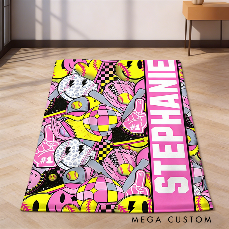 Personalized Softball Blanket Featuring Custom Name Design