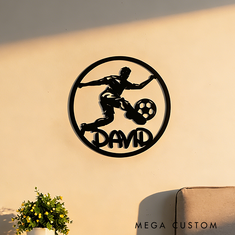 Personalized Soccer Wall Art Featuring Custom Name Design