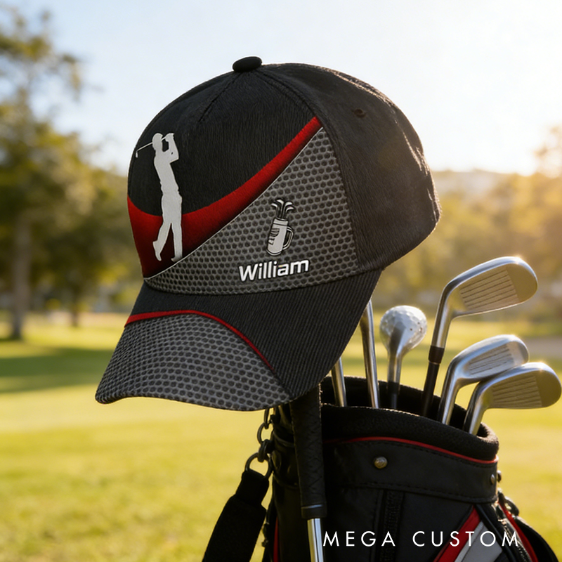 Personalized Golf Cap Featuring Custom Name and Stylish Design Options
