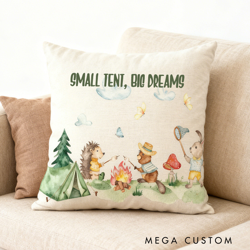 Personalized Woodland Adventure Pillow Custom Outdoor Camping Kid Pillow Children's Room Decor