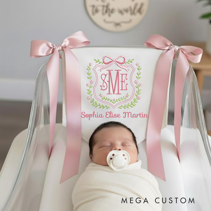 Personalized Baby Banner Custom Baby Banner Welcome Banner Hospital Door Sign Baby Shower Gift Bassinet or Crib Announcement