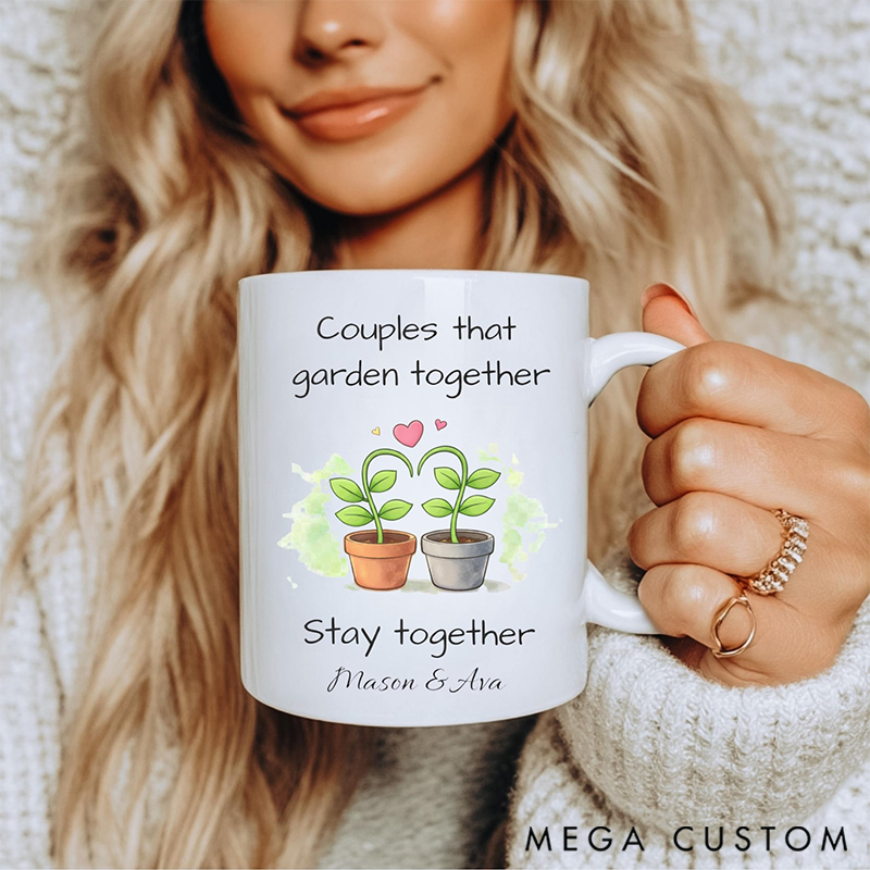 Personalized Couples Who Love Gardening Mug Gift for Garden Lovers Valentines Gift