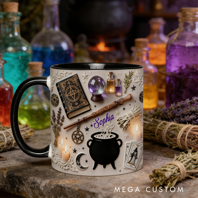 Personalized 2D Flat Witchcraft Mug Coffee Mug Magic Lover Mug Witchcore Gift Coffee Mug