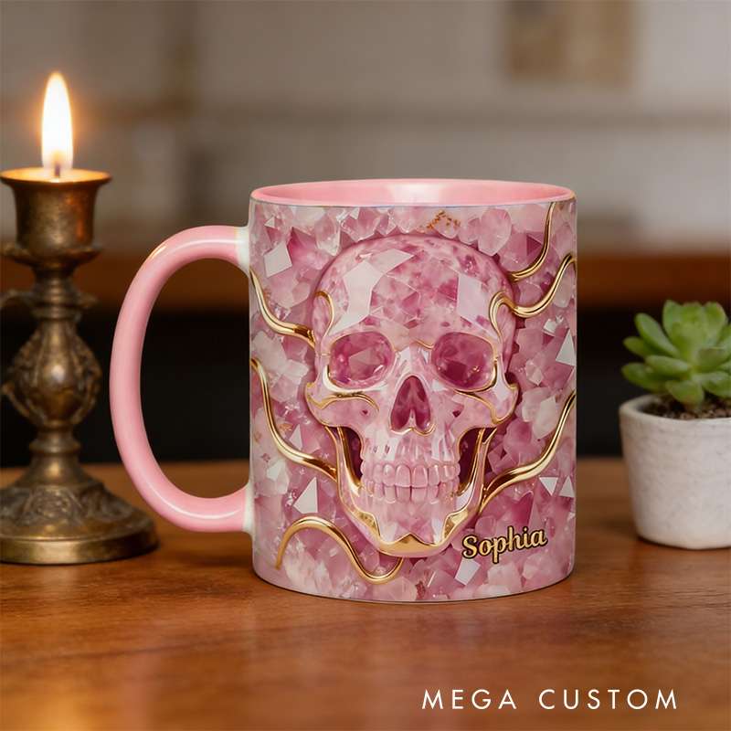 Personalized 2D Flat Magical Crystal Skull Mug Coffee Mug Magic Lover Mug Witchcore Gift Coffee Mug