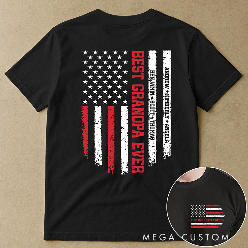 Personalized Best Grandpa Ever Best Dad Ever Shirt Custom Tees with Kids' Names Gift for Grandpa Dad 