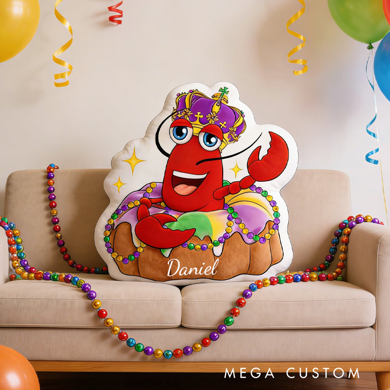 Personalized Lobster Throw Pillow Graphic 3D Print Cake Pillow with Name Mardi Gras for Girl Boy Kids Initial Pillow Baking Lover Gifts