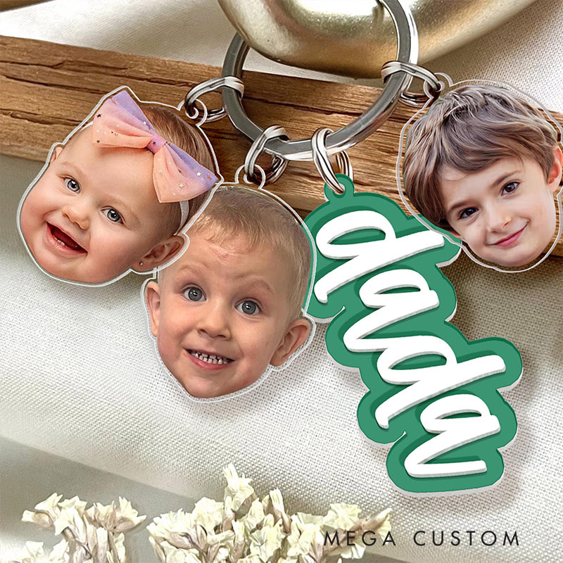 Personalized Grandma Keychain With Kids Face Charm Custom Gift for Grandma Nana Keychain Gift from Grandkids Gift for Mom