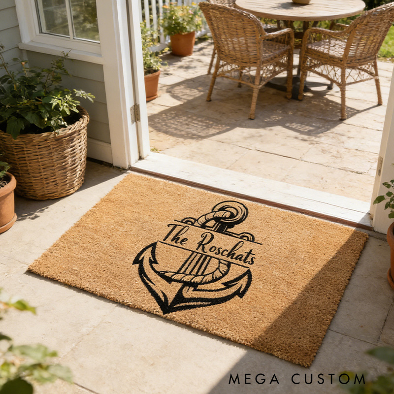 Personalized Custom Doormat Anchor Welcome Mat Family Name Fishing Boat Gifts for Fishing Lover
