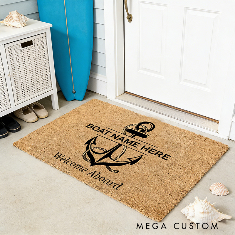 Personalized Custom Doormat Anchor Welcome Mat Family Name Fishing Boat Gifts for Husband Lover