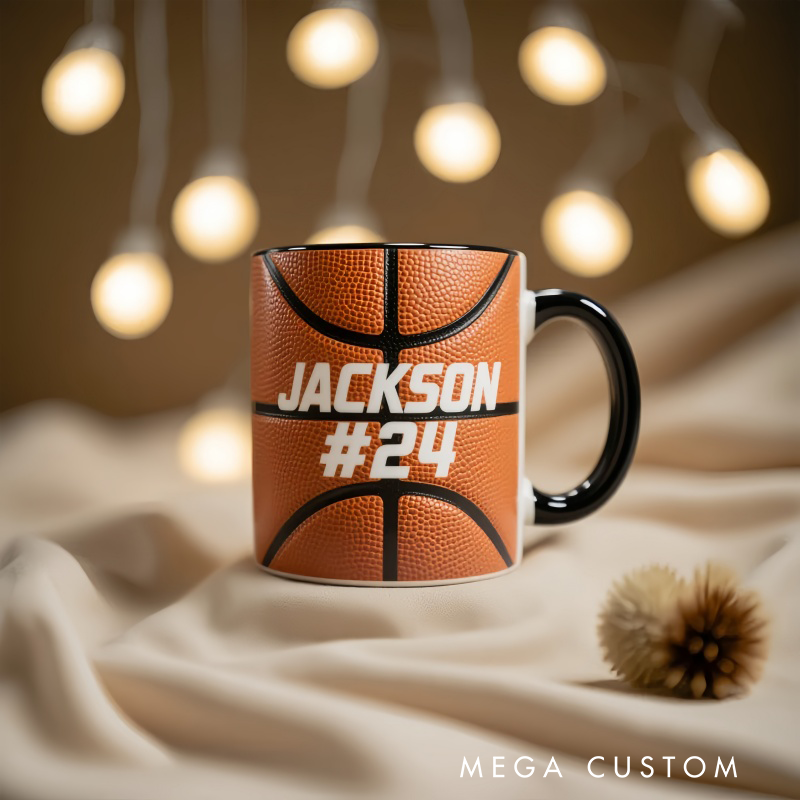 Personalized Basketball Mug with Custom Name and Number Design