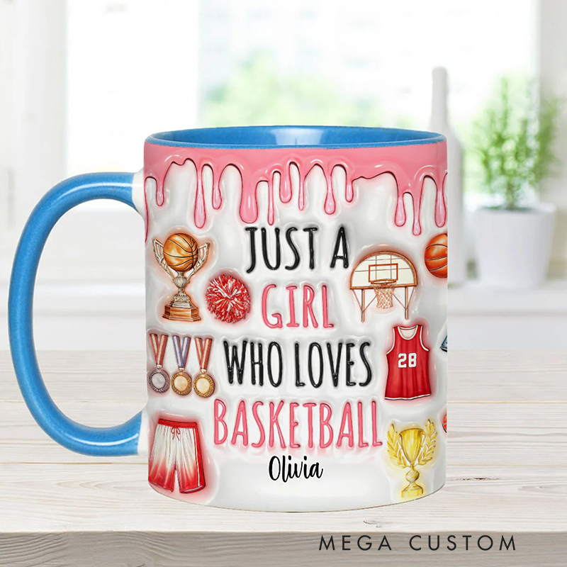 Personalized "Just a Girl Who Loves Basketball" Mug with Custom Text for Female Players and Fans