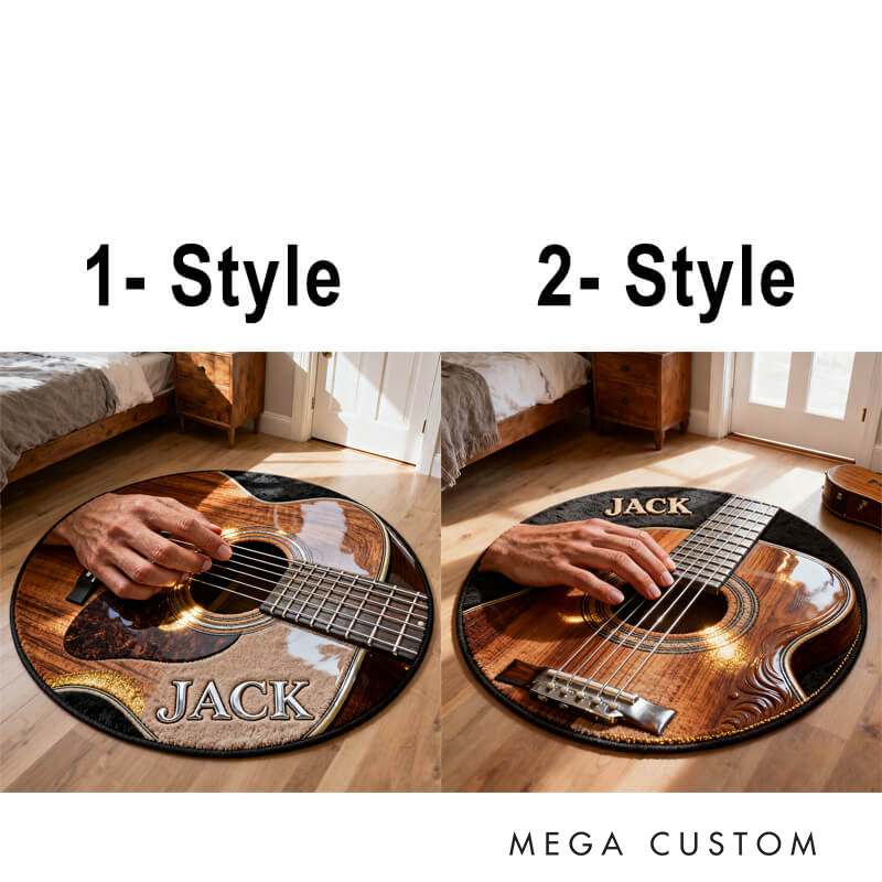 Personalized 2D Flat Guitarist Rug for Music Lovers Gift for Kids Guitar Music Studio