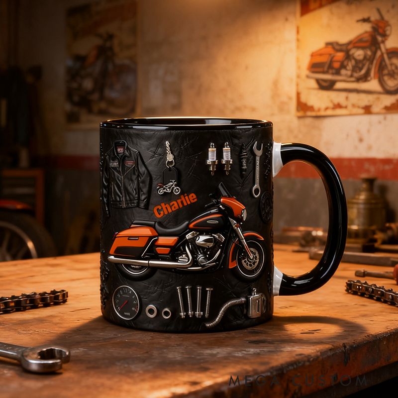 Personalized Biker Gifts Custom Name Motorcycle Mug Color Inside Coffee Cup for Men Motor Racer Rider Gift