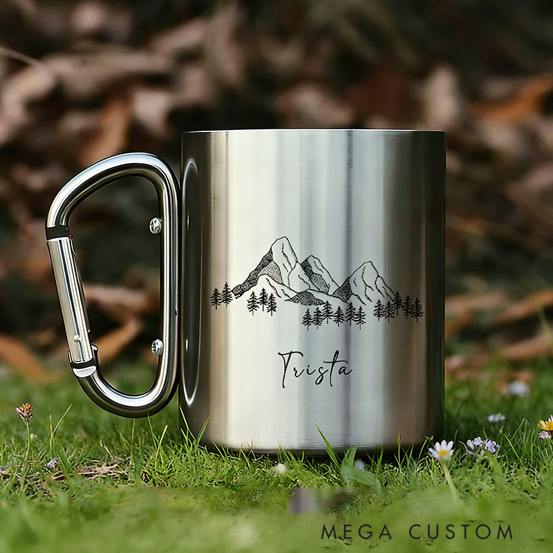 Personalized Mountain Stainless Steel Mug Outdoor Adventure Hiking Mug Gift for Outdoor Backpacker