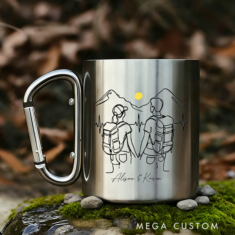 Personalized Adventure Couple Stainless Steel Mug Couple Outdoor Hiking Mug Cup Gift for Outdoor Backpacker