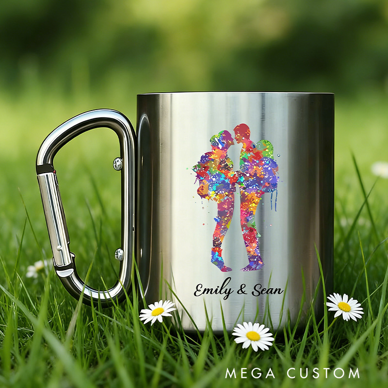 Personalized Colorful Couple Stainless Steel Mug Outdoor Couple Adventure Mug Cup Gift for Outdoor Lover