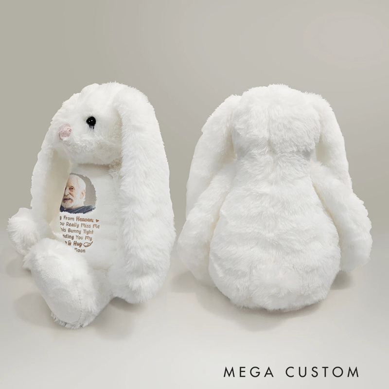 Personalized Soft Toy Bunny Custom Photo Memorial A Hug From Heaven Bunny Plush Remembrance Keepsake 
