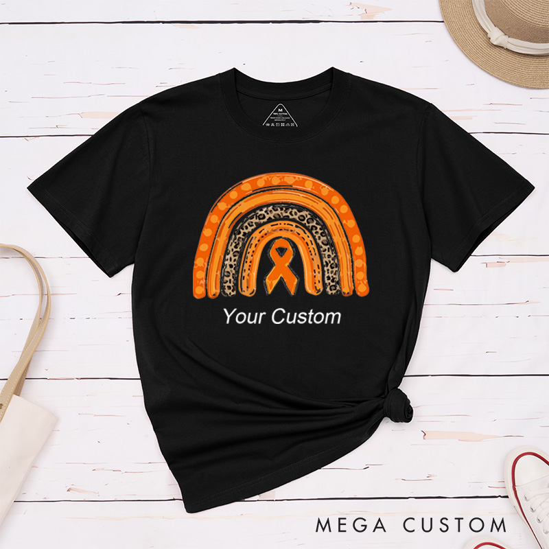 Personalized Leukemia Cancer Awareness Kidney Cancer Rainbow Fighter Support T-Shirt