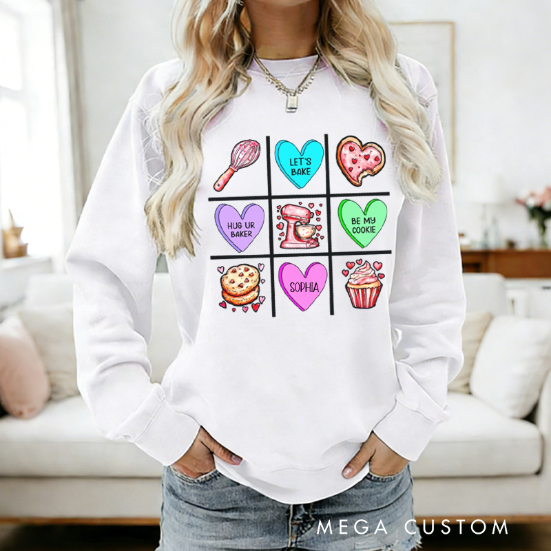 Personalized XOXO Baking Sweatshirt with Name Let's Bake Sweatshirt Be My Cookie Shirt  Valentine's Day Gift for Women Baking Lover Her
