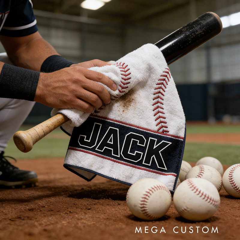 Personalized Baseball Towel with Custom Name for Baseball Enthusiasts