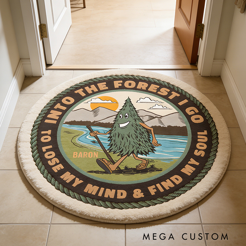 Personalized Forest Adventure Rug Hiking Camping Nature Lover Rug Outdoors Adventure Gift