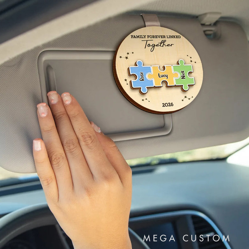 Personalized Shaped Car Visor Clip Custom The Pieces That Make Our Family Puzzle Car Visor Clip Gift for Family