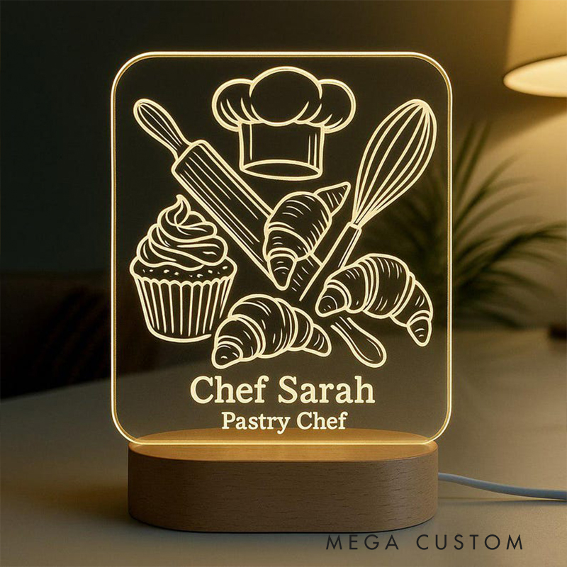 Personalized LED Gifts Custom Name Profession Night Light Acrylic Lamp for Police Firefighter Chef Teacher Nurse Office Decor