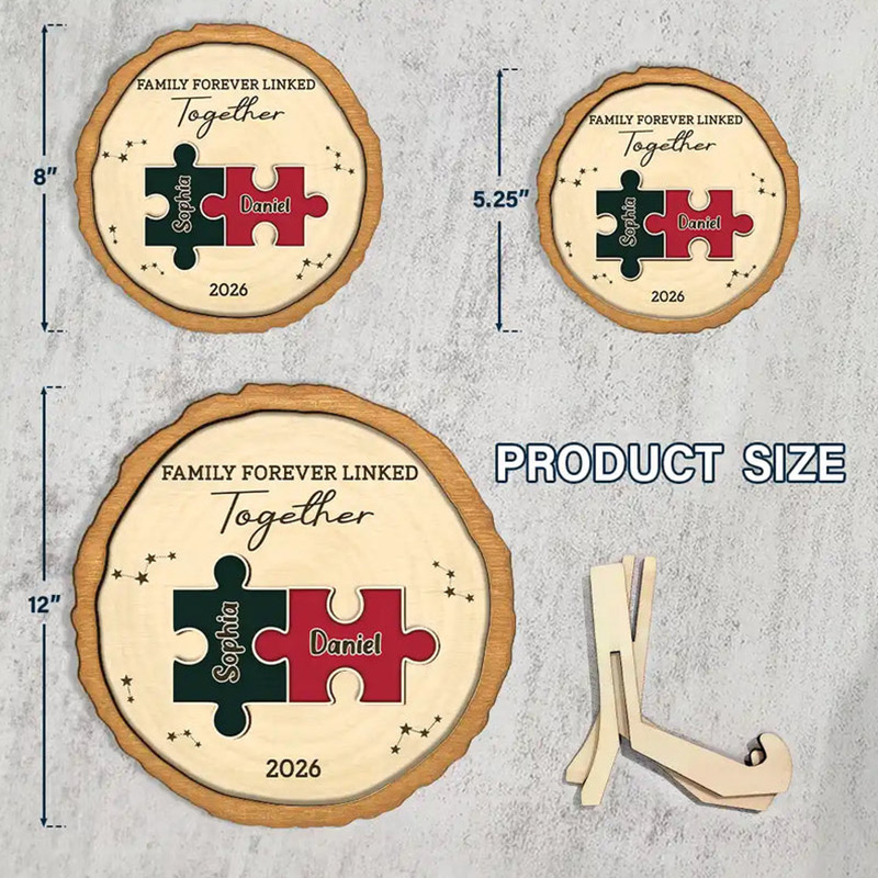 Personalized 2-Layered Wooden Plaque With Stand The Pieces That Make Our Family Puzzle Family Gift
