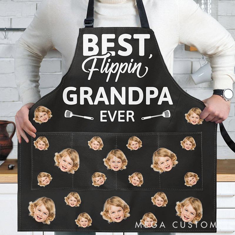 Personalized Photo Best Flippin' Papa Ever Apron Birthday Gift Funny Gift for Men Dad Grandpa Husband Boyfriend 