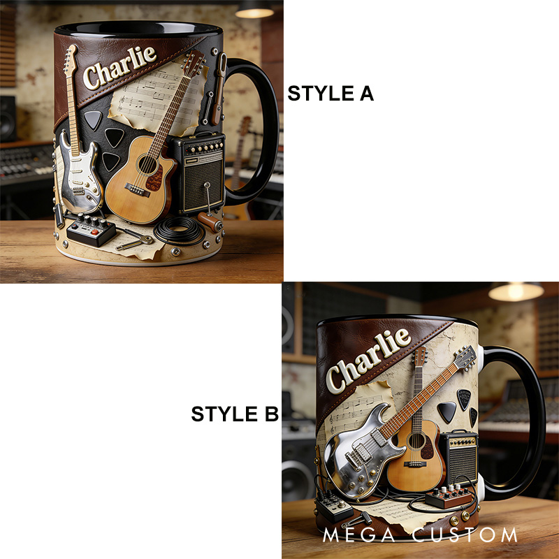 Personalized 2D Flat Acoustic Vibes Mug Custom Vinyl Records Themed Mug for Music Lovers