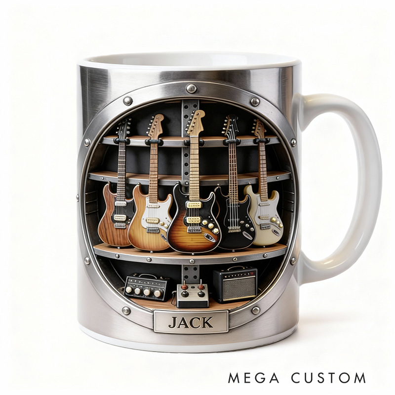 Personalized 2D Flat Vintage Strings Mug Custom Vinyl Records Themed Mug for Music Lovers Rock 'n' Roll Lovers