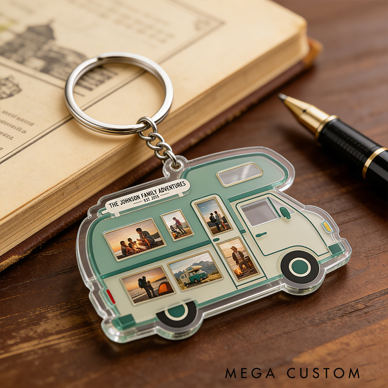 Personalized Custom Family Adventure Keychain Family Camping Commemorative Keychain Gift for Camping Lover