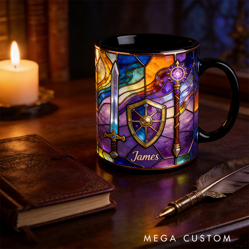 Personalized 2D Flat RPG DND Mystic Quest Mug Gamer Mug Player Controller Video Game Mug Gamer Gift Coffee Mug