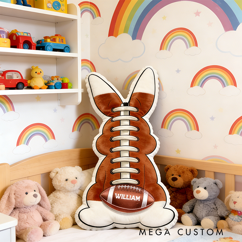 Personalized Easter American Football Bunny Pillow with Custom Name Design