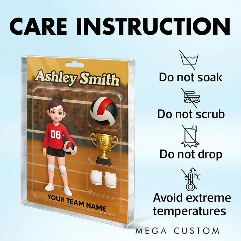 Personalized 3D Effect Volleyball Player Acrylic Block Plaque with Custom Name and Team for Volleyball Enthusiasts