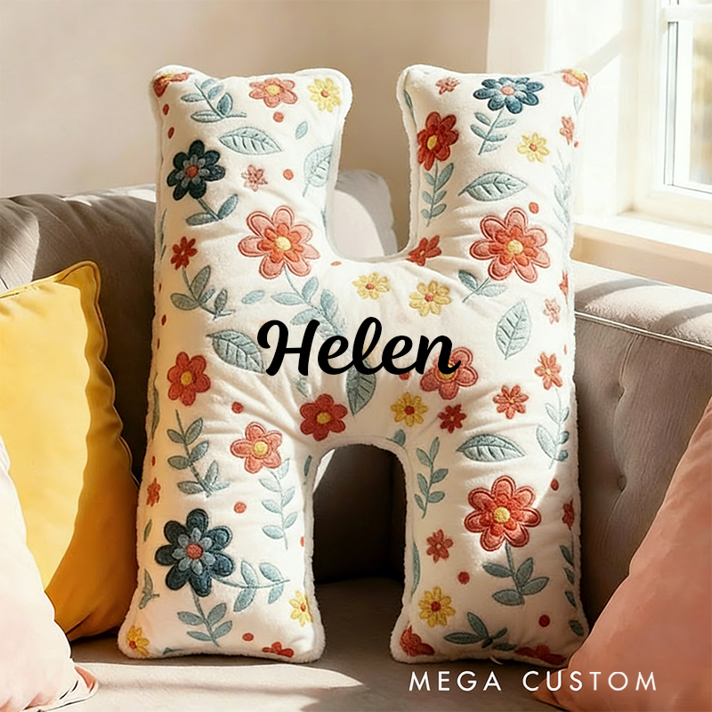 Personalized Floral Letter Pillow with Name Graphic 3D Print Custom Double Sided Pillow Gift for Kids Gardening Lovers Gift