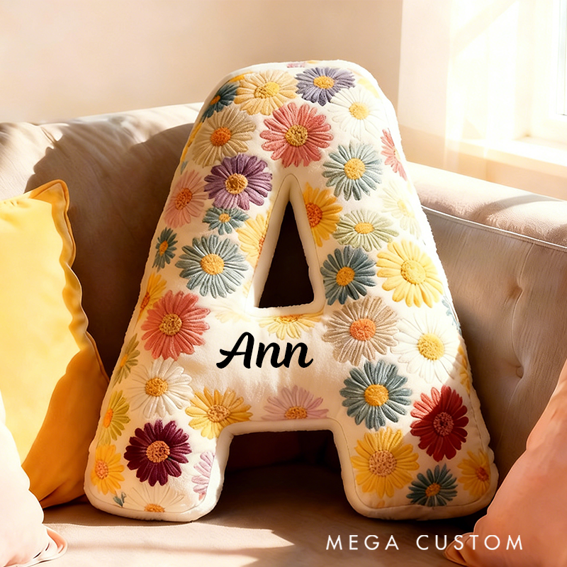Personalized Cute Flower Letter Pillow Graphic 3D Print Butterfly Custom Name Pillow Gift for Kids 