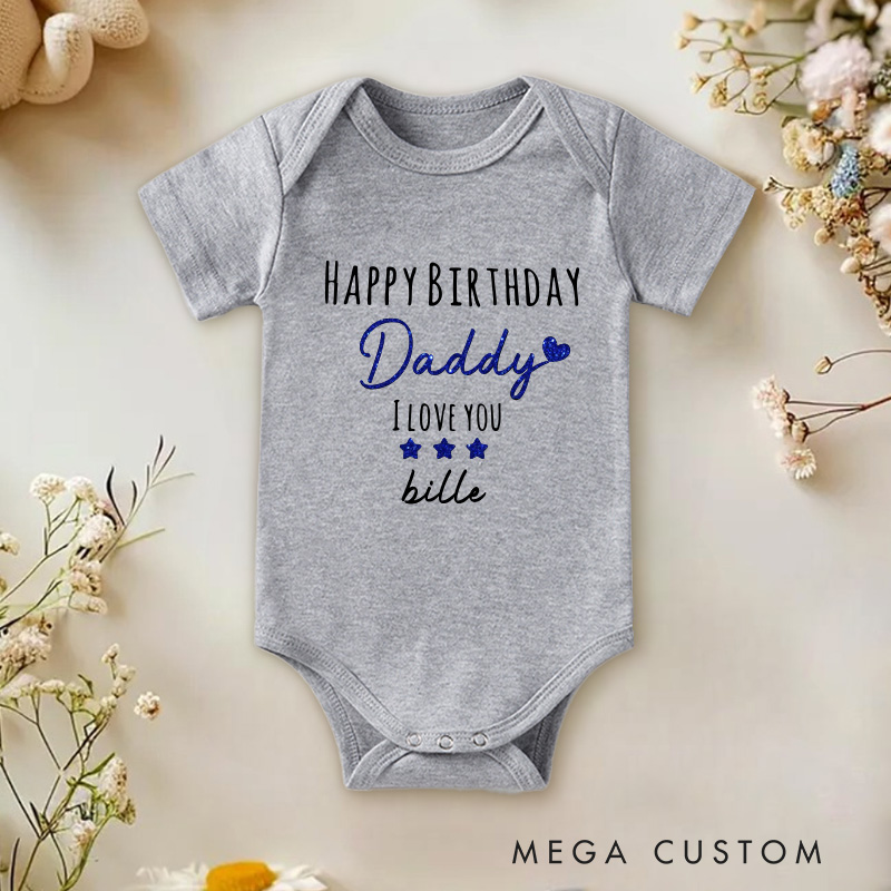 Personalized Happy Birthday Daddy Glitter Baby Onesie Father's Day Gift