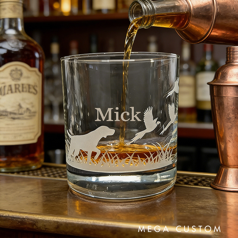 Personalized Engraved Hunting Whiskey Glass Custom Outdoors Hunting Whiskey Glass Gift for Hunting Him