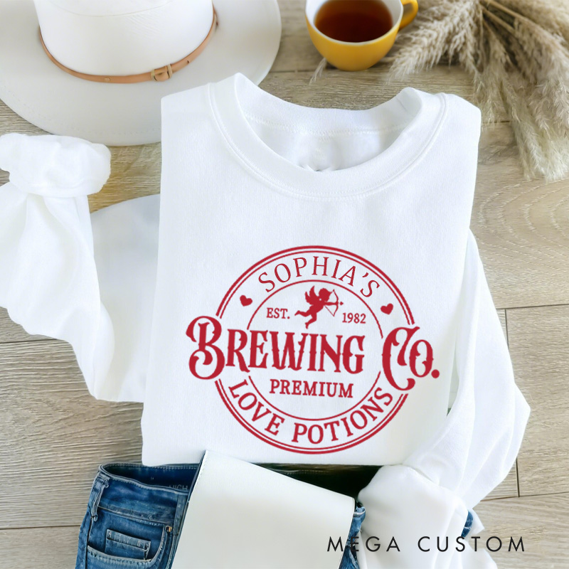 Personalized Brewing Co. Cupid's Love Options Sweatshirt with Name Xoxo Sweatshirt Valentine Baking Shirt Cozy Valentine's Day Gift for Women Baking Lover Her