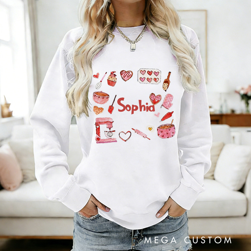 Personalized Baker Valentine Sweatshirt Sweet Valentine Gift for Baking Lovers