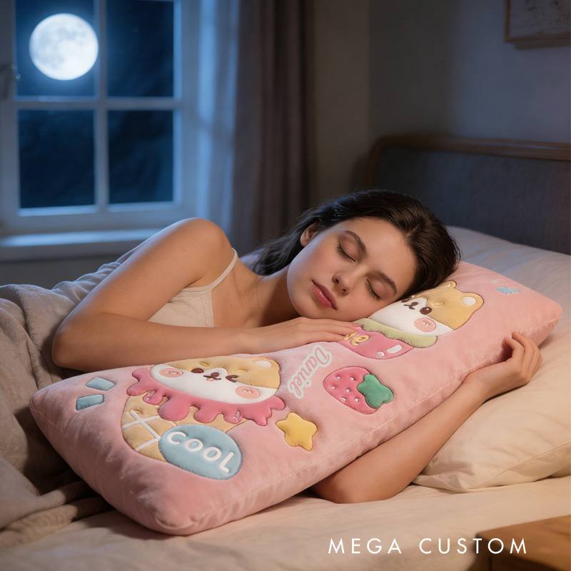 Personalized Cat Cake Throw Pillow Graphic 3D Print Ice Cream Pillow with Name for Girl Kids Baker Gift Baking Lover