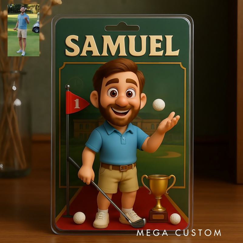Personalized Golf Photo Pixar Style Themed Acrylic Block,Golf Themed Home Decor,Golf Gift For Him,Her,Birthday Gift For Golf Player,Gift For Golfer