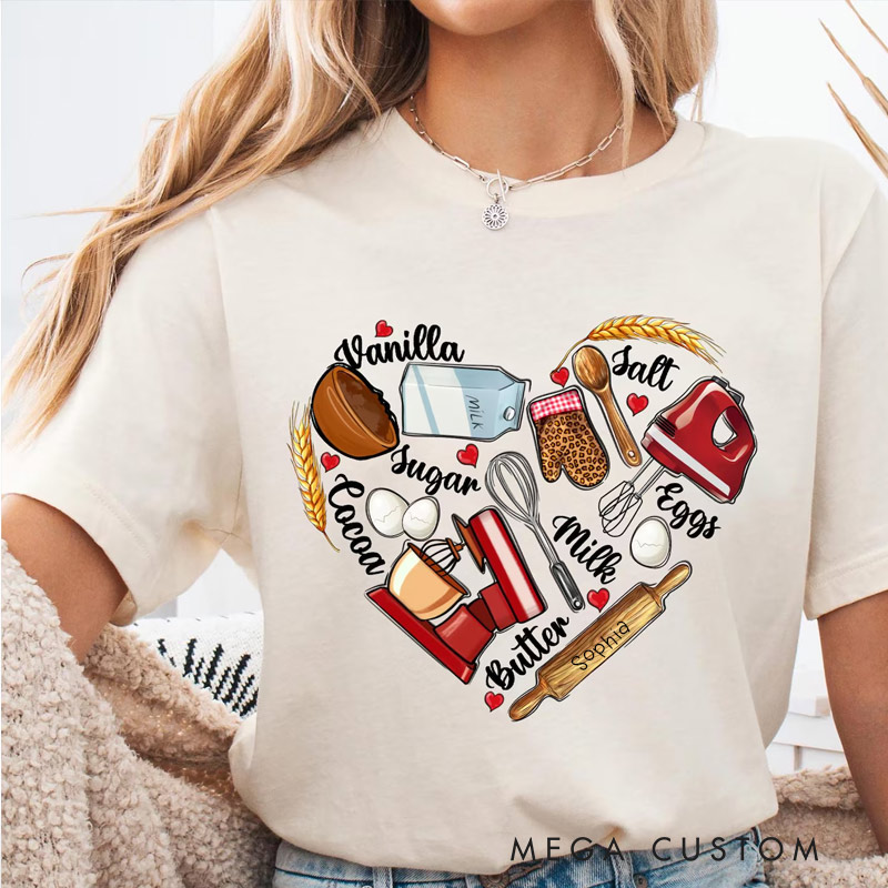 Personalized Bakery Heart Shirt Baking Lover Shirt Baking T-shirt Gift for Baking Lovers