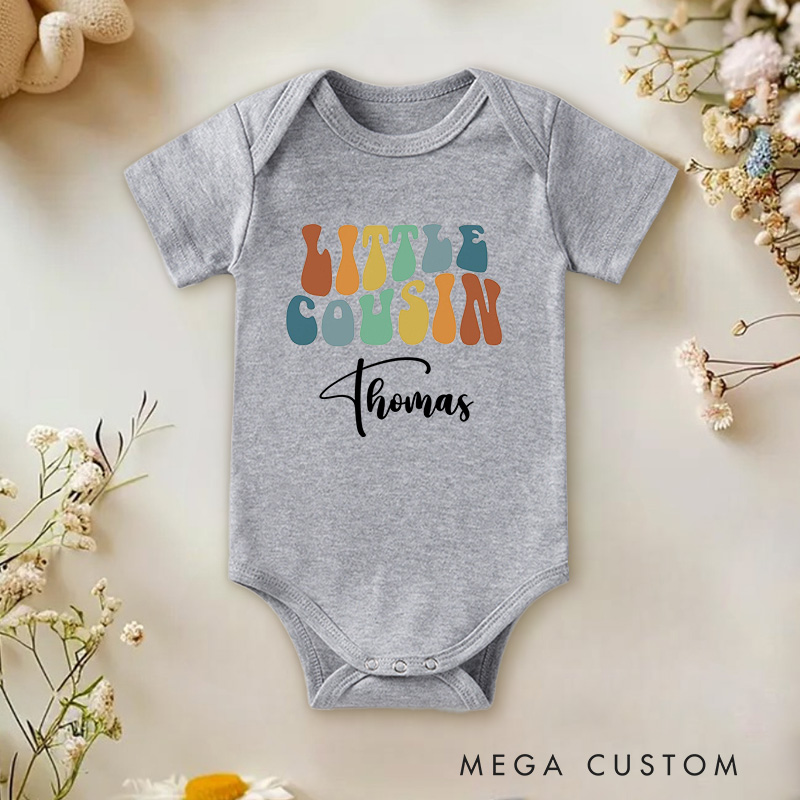 Personalized Little Cousin Inspired Colorful Celebrating the Special Bond of Family Baby Onesie