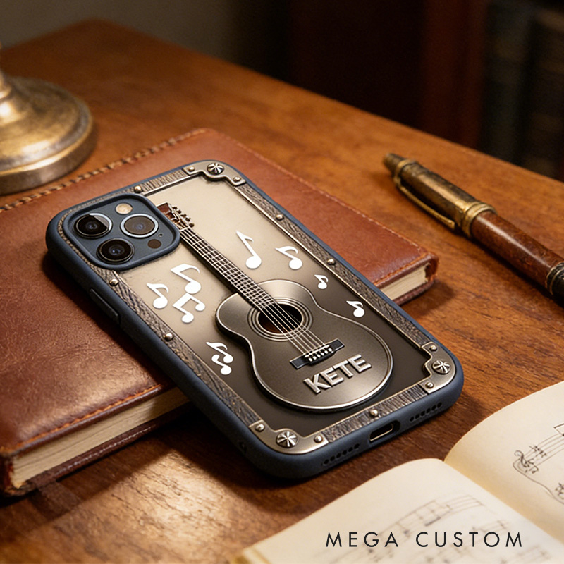 Personalized 2D Flat Acoustic Guitar Phone Case Music Lover iPhone Case Music Gift