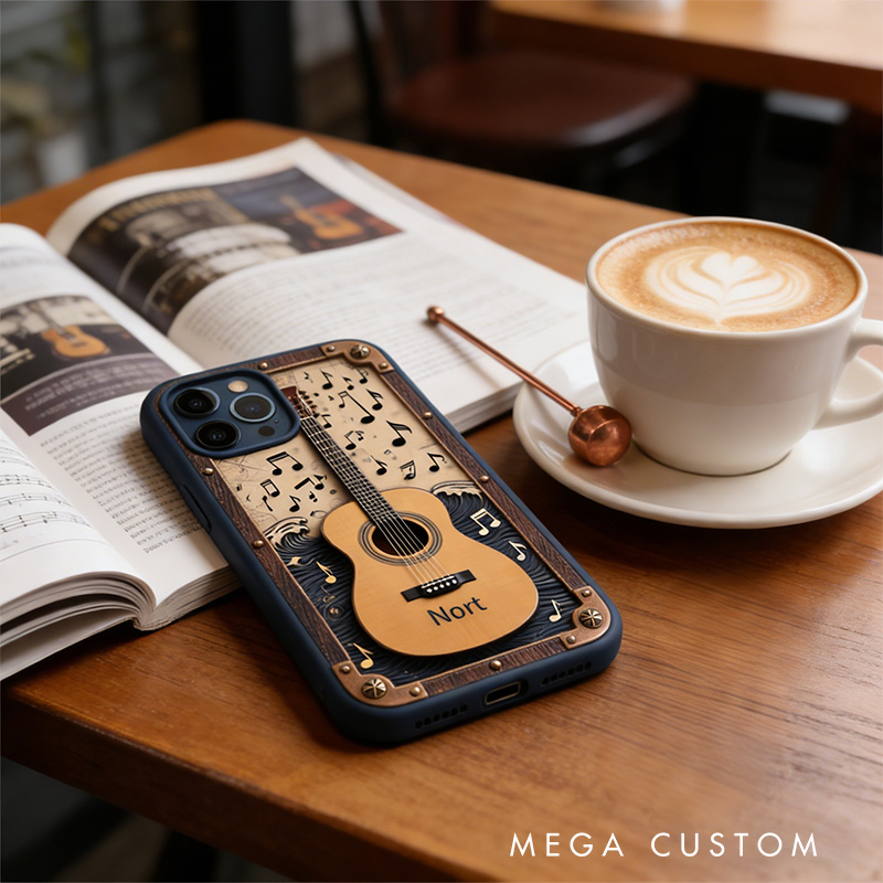 Personalized 2D Flat Guitar Music Theme Phone Case Music Lover iPhone Case Music Gift