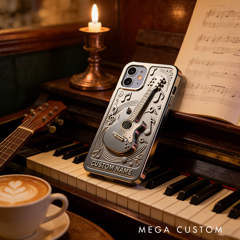 Personalized 2D Flat Guitar Theme Phone Case Music Lover iPhone Case Music Gift